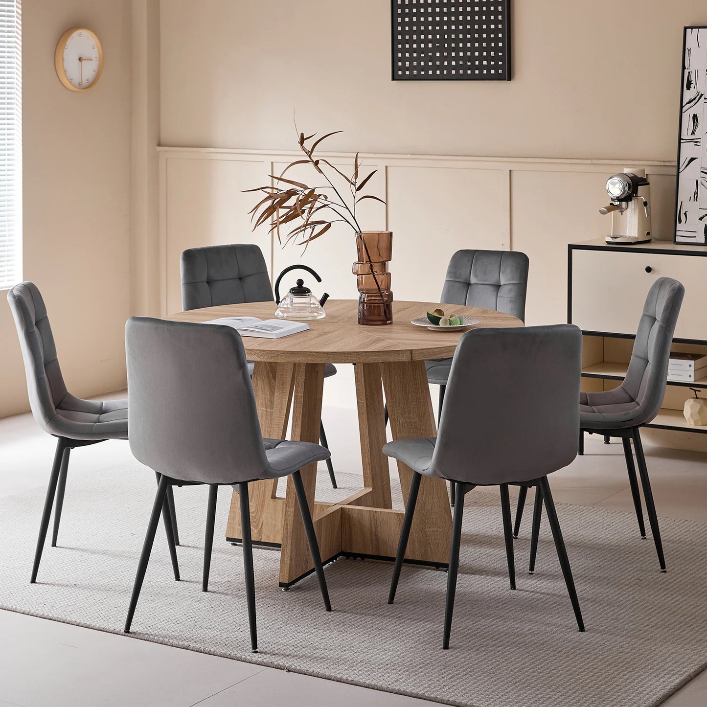 Set de 2 / 4 Sillas de Comedor de Pana Suave EGOONM | Sillas Acolchadas de Diseño con Respaldo de Rejilla | Sillas Modernas con Patas de Metal para Salón y Cocina