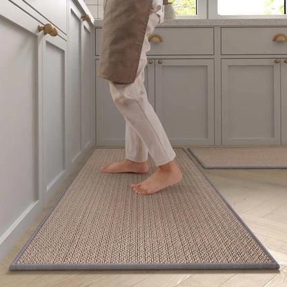 Alfombra de Cocina de Sisal Sintético (Lavable) - Camino de Goma Natural Antideslizante