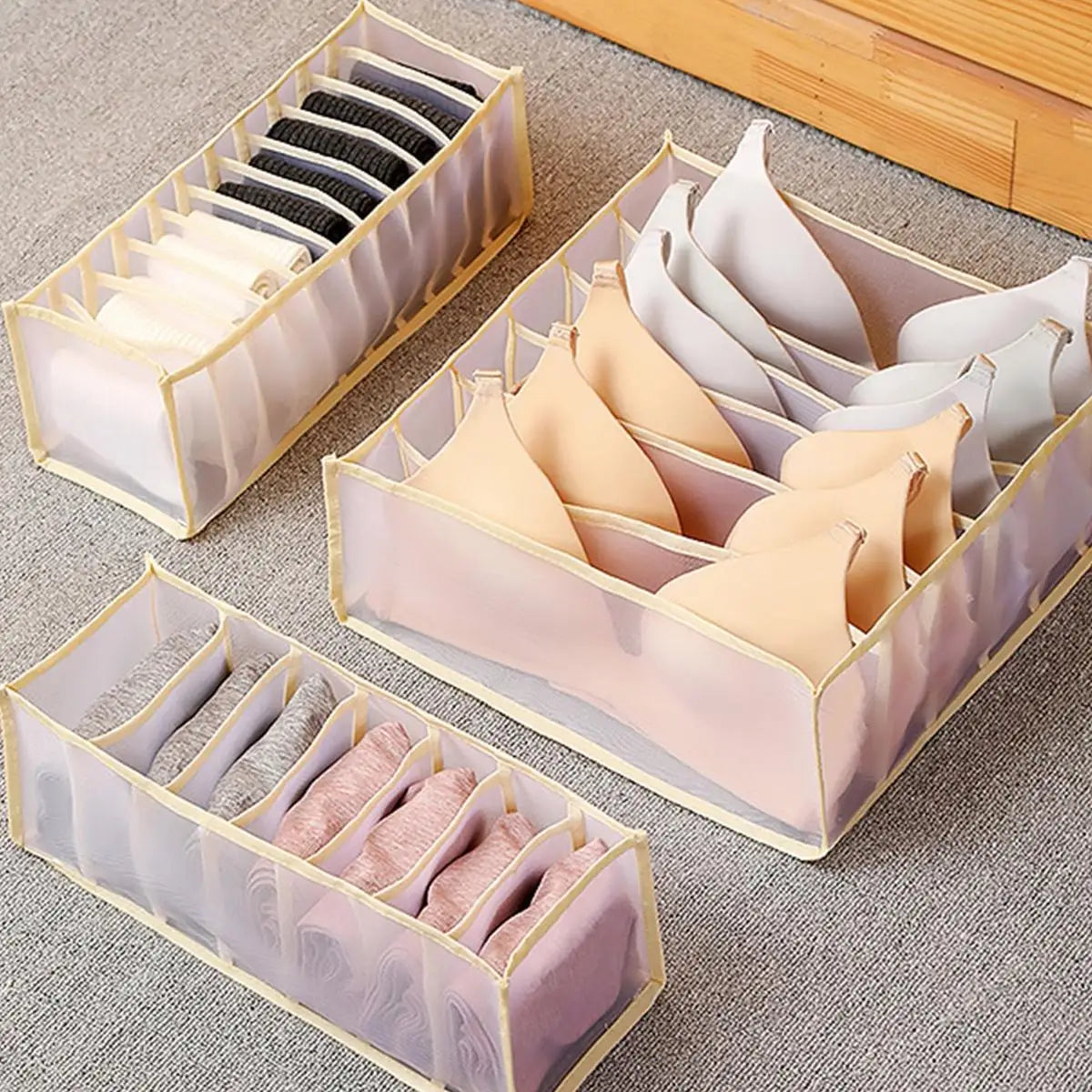 Organizador de Cajones Plegable con 7, 9 u 11 Compartimentos | Caja Separadora para Ropa Interior, Calcetines y Jeans