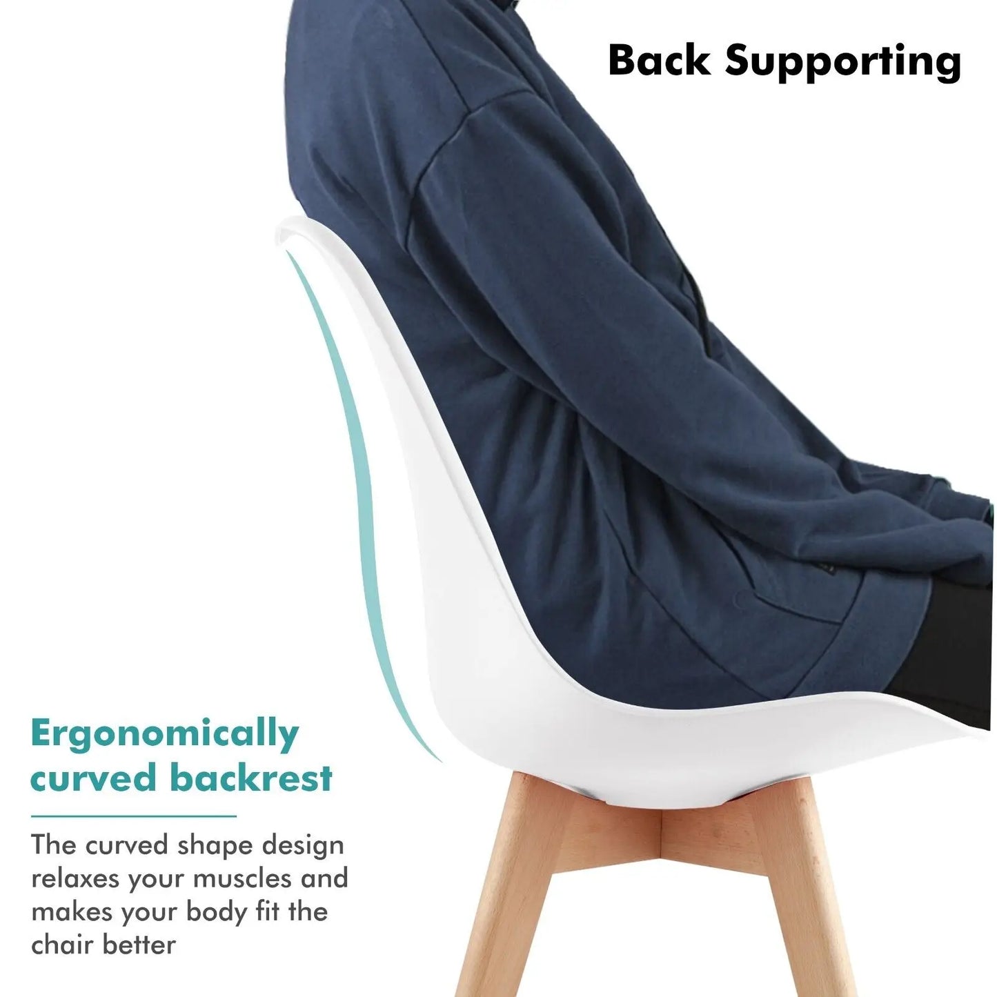 Set de 6 Sillas de Comedor Nórdico Mid-Century | Asiento Acolchado en PU y Patas de Madera de Haya | Sillas de Diseño para Comedor, Escritorio y Restaurante