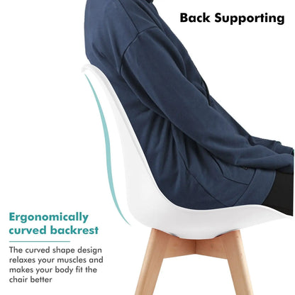 Set de 6 Sillas de Comedor Nórdico Mid-Century | Asiento Acolchado en PU y Patas de Madera de Haya | Sillas de Diseño para Comedor, Escritorio y Restaurante