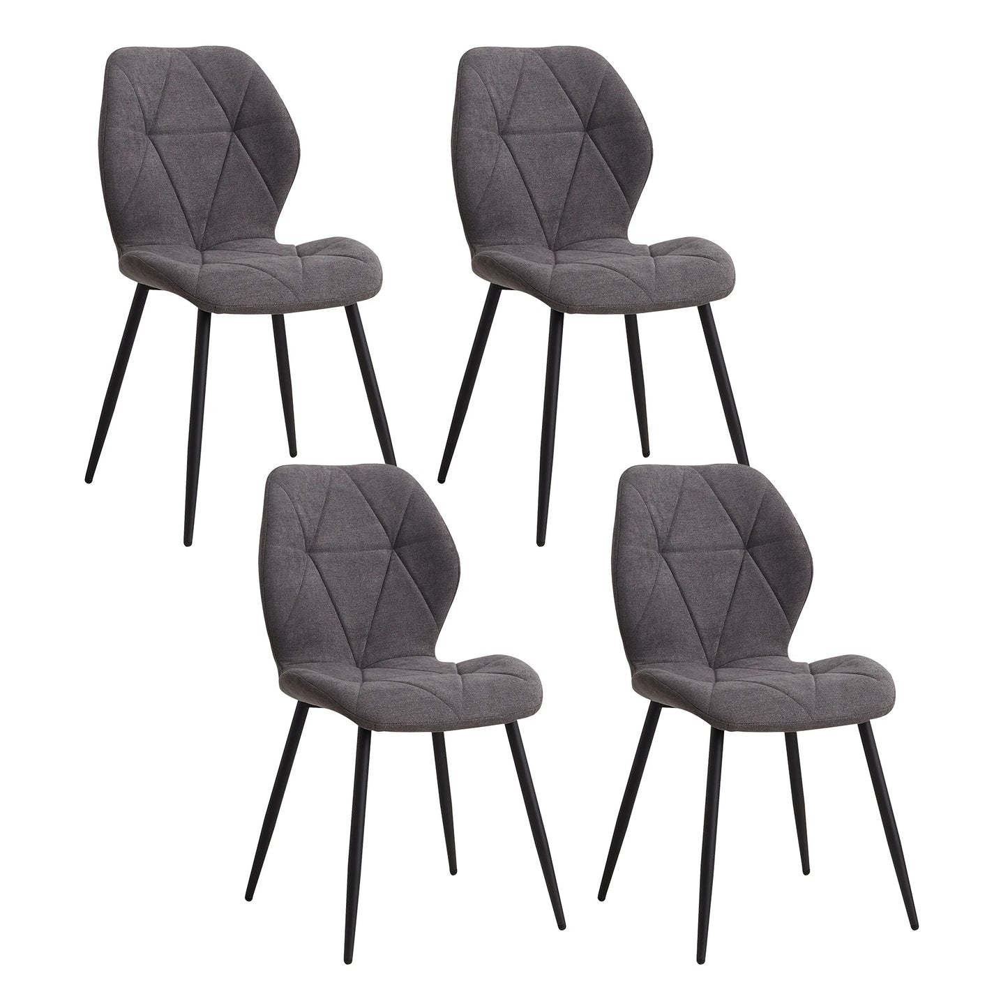 Set de 2/4/6 Sillas de Comedor de Lino Transpirable EGOONM | Sillas Acolchadas Ergonómicas con Patas de Metal Negro | Diseño Nórdico para Salón, Cocina y Restaurante