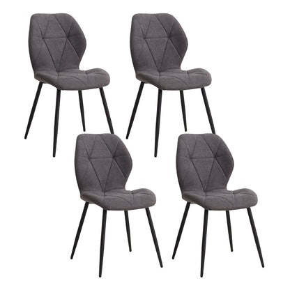 Set de 2/4/6 Sillas de Comedor de Lino Transpirable EGOONM | Sillas Acolchadas Ergonómicas con Patas de Metal Negro | Diseño Nórdico para Salón, Cocina y Restaurante