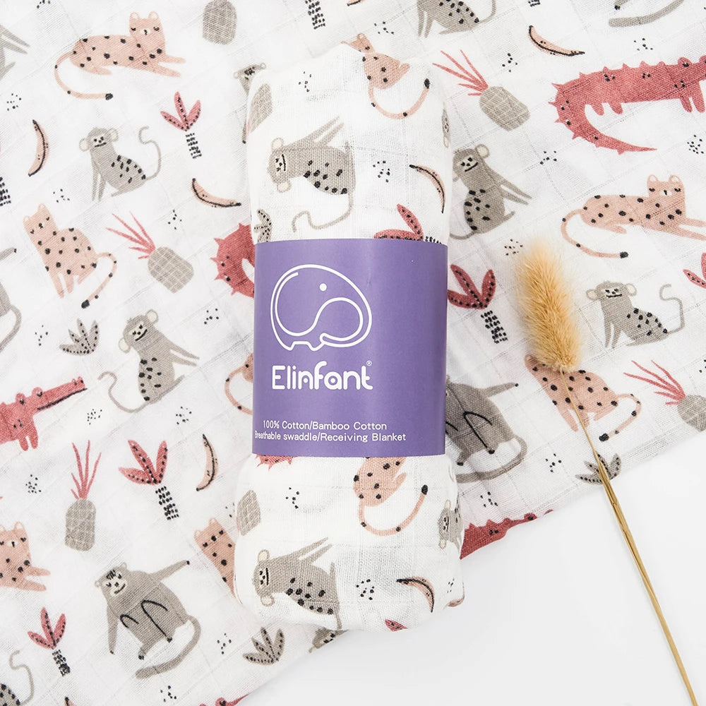 Manta de Muselina de Bambú y Algodón de Doble Capa (120x110 cm) - Envoltura Suave y Multiusos