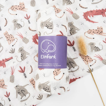 Manta de Muselina de Bambú y Algodón de Doble Capa (120x110 cm) - Envoltura Suave y Multiusos