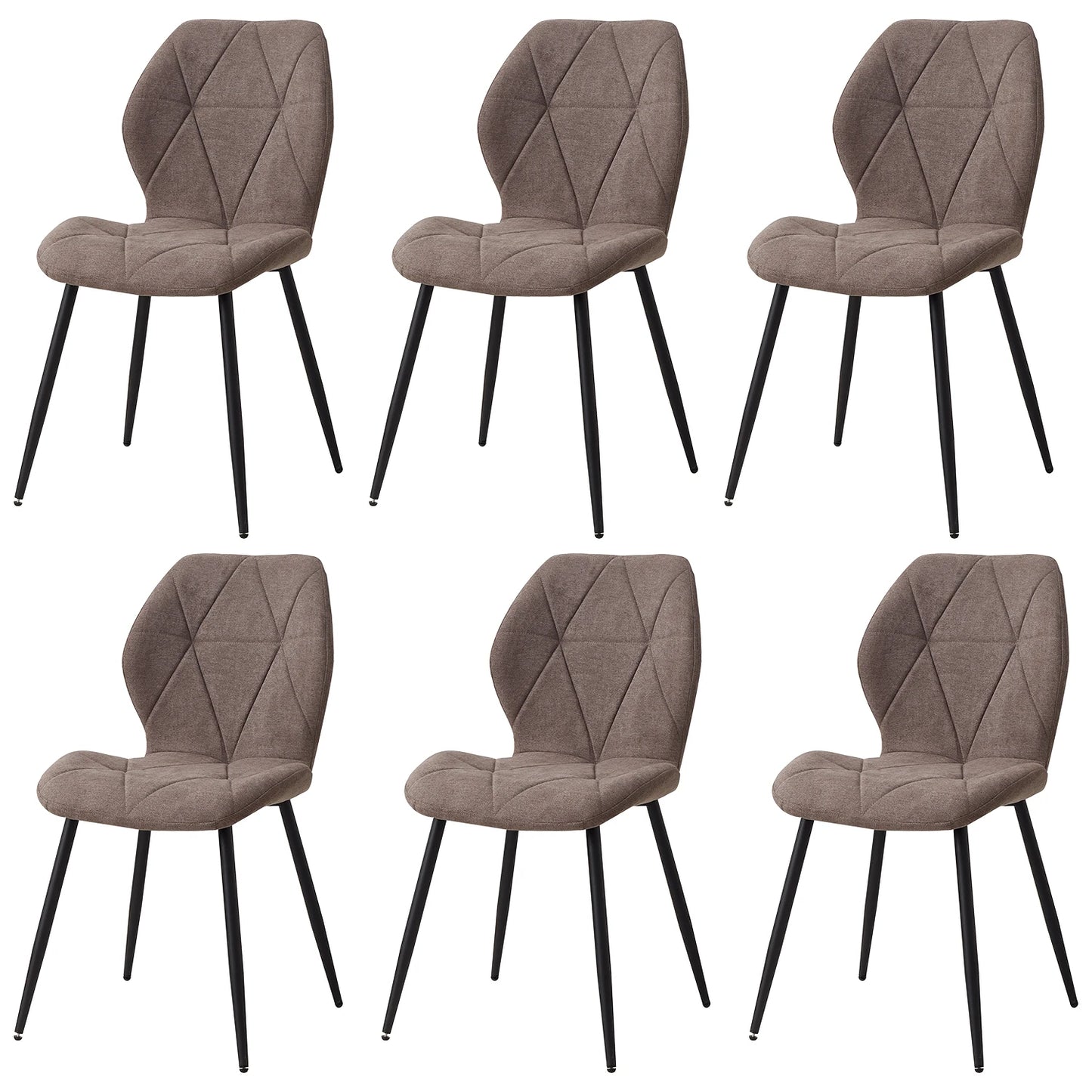 Set de 2/4/6 Sillas de Comedor de Lino Transpirable EGOONM | Sillas Acolchadas Ergonómicas con Patas de Metal Negro | Diseño Nórdico para Salón, Cocina y Restaurante