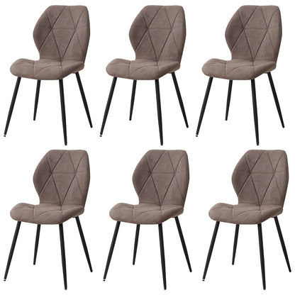 Set de 2/4/6 Sillas de Comedor de Lino Transpirable EGOONM | Sillas Acolchadas Ergonómicas con Patas de Metal Negro | Diseño Nórdico para Salón, Cocina y Restaurante