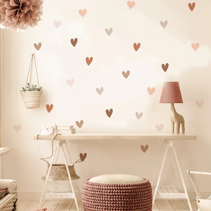 Adhesivos de Pared Infantiles (Set 36) Corazones Boho | PVC Ecológico y Fácil de Poner - Casarae