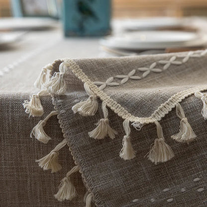 Mantel rayado con flecos