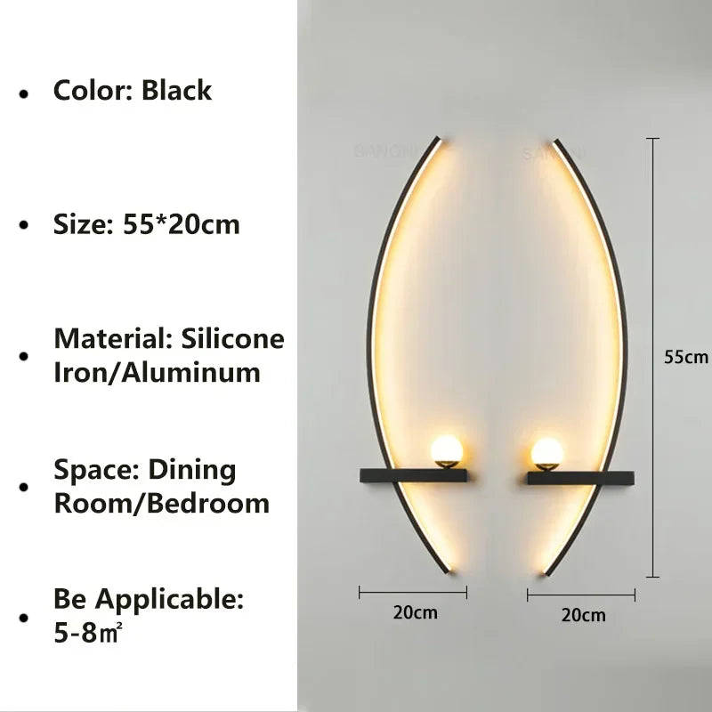 Aplique de Pared LED Moderno de Tiras - Lámpara Sconce Minimalista para Cabecera, Estudio y Escaleras