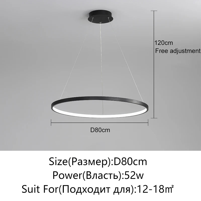 Lámpara Colgante LED Moderna de Diseño Circular | Lámpara de Techo Minimalista para Salón y Comedor - Casarae