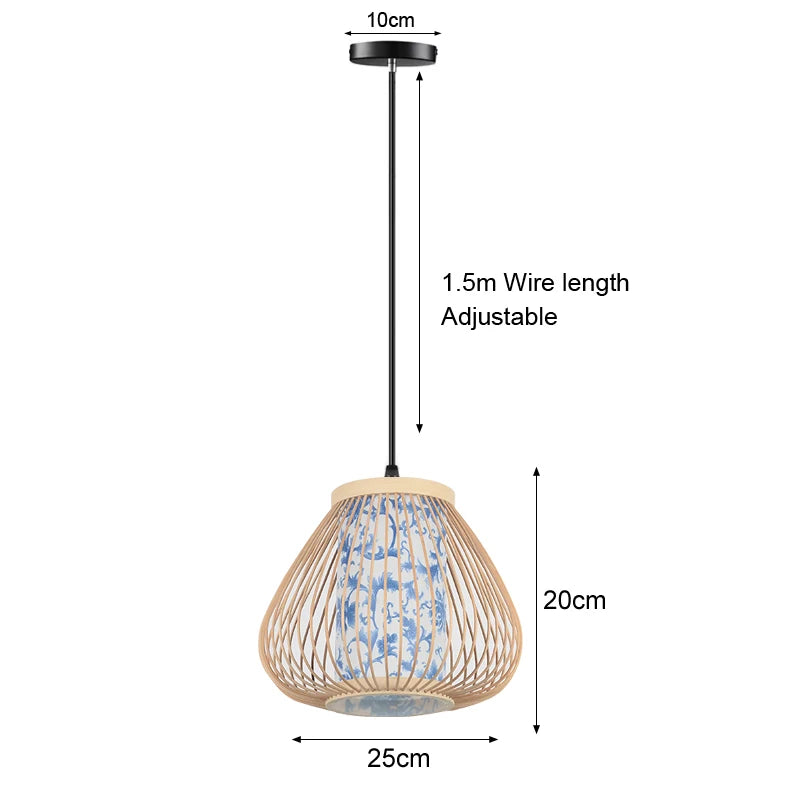 Lámpara Colgante Artesanal de Bambú y Ratán - Lámpara de Techo Tejida (E27) para Ambientes Rústicos y Modernos