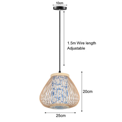 Lámpara Colgante Artesanal de Bambú y Ratán - Lámpara de Techo Tejida (E27) para Ambientes Rústicos y Modernos