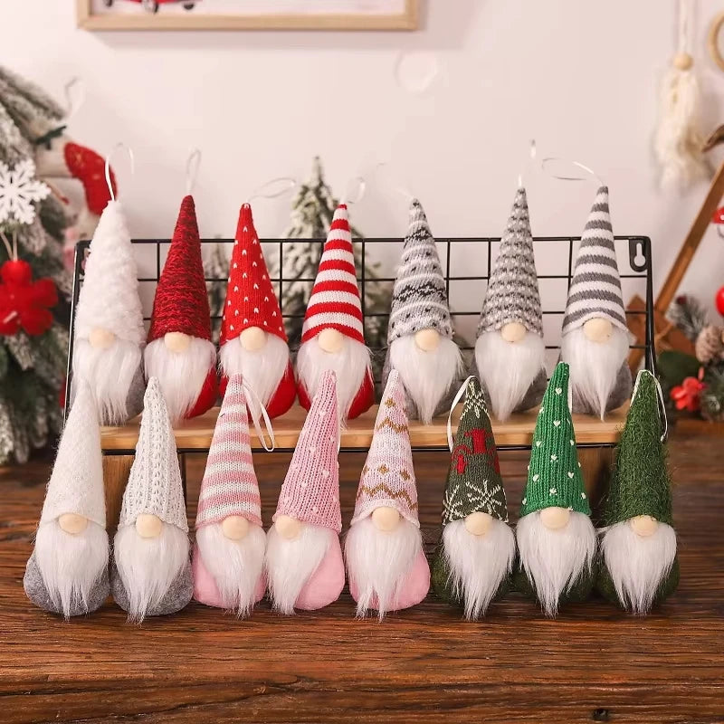 Set de 3 Gnomos de Navidad de Peluche (Tejido Knitted) - Adornos Colgantes de Elfo/Gonk para Árbol de Navidad, Regalo de Año Nuevo