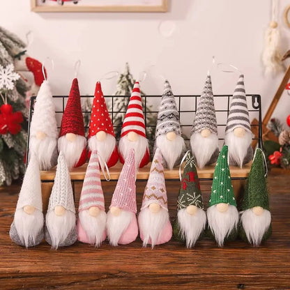 Set de 3 Gnomos de Navidad de Peluche (Tejido Knitted) - Adornos Colgantes de Elfo/Gonk para Árbol de Navidad, Regalo de Año Nuevo