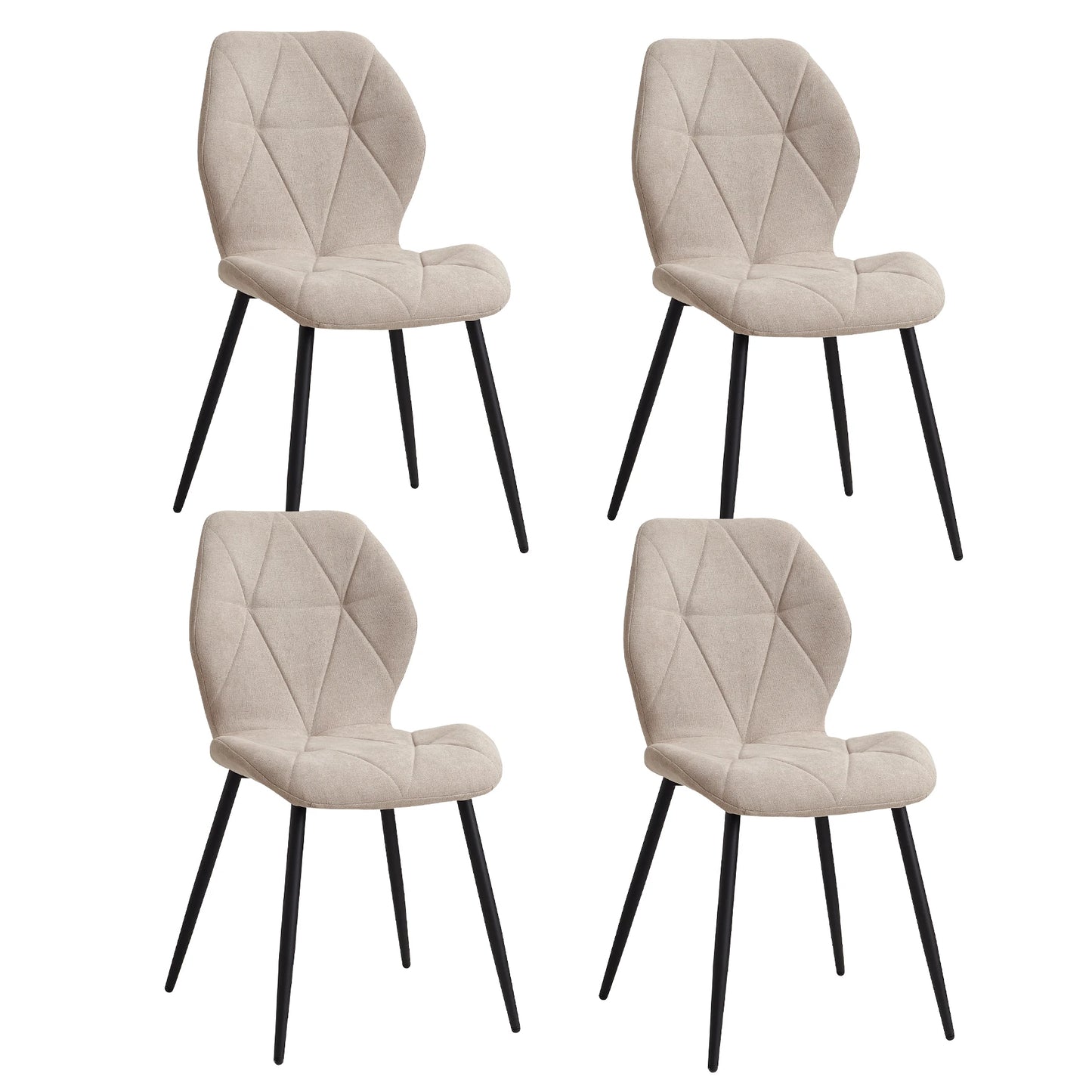 Set de 2/4/6 Sillas de Comedor de Lino Transpirable EGOONM | Sillas Acolchadas Ergonómicas con Patas de Metal Negro | Diseño Nórdico para Salón, Cocina y Restaurante