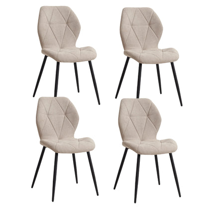 Set de 2/4/6 Sillas de Comedor de Lino Transpirable EGOONM | Sillas Acolchadas Ergonómicas con Patas de Metal Negro | Diseño Nórdico para Salón, Cocina y Restaurante
