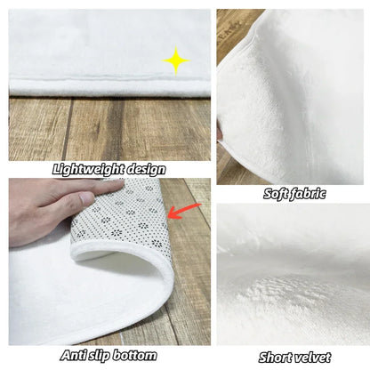 Alfombra Irregular Ovalada Color Crema | Rug Suave Pelo Corto para Salón y Dormitorio Infantil - Casarae