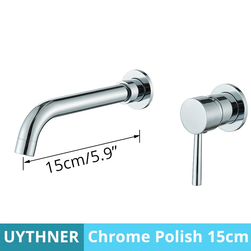 Grifo Baño Montaje en Pared Oculto | Oro Cepillado/Negro | Latón Macizo Cerámico - Casarae