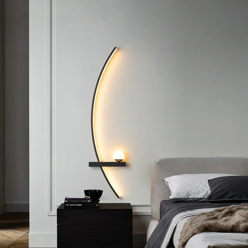 Aplique de Pared LED Moderno de Tiras - Lámpara Sconce Minimalista para Cabecera, Estudio y Escaleras