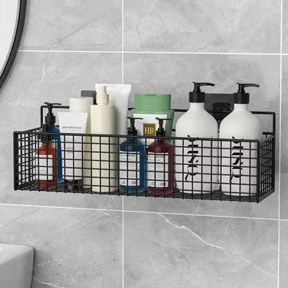 Estante de Baño Autoadhesivo sin Taladro | Organizador de Pared de Hierro para Ducha y Cocina | Soporte Multiusos Negro/Blanco