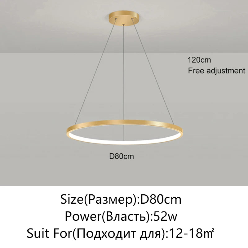 Lámpara Colgante LED Moderna de Diseño Circular | Lámpara de Techo Minimalista para Salón y Comedor - Casarae