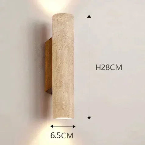 Aplique de Pared de Lujo (Travertino y Madera) - Sconce E27 con Diseño de Iluminación Simple o Doble para Salón y Dormitorio