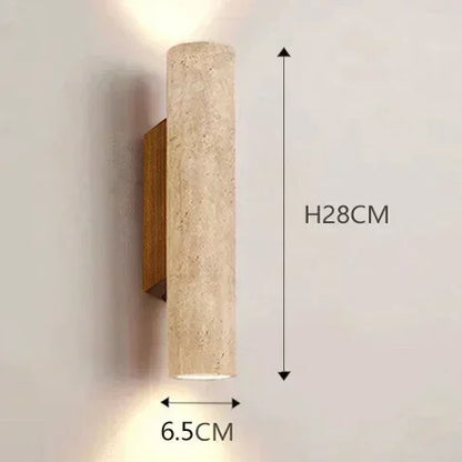 Aplique de Pared de Lujo (Travertino y Madera) - Sconce E27 con Diseño de Iluminación Simple o Doble para Salón y Dormitorio