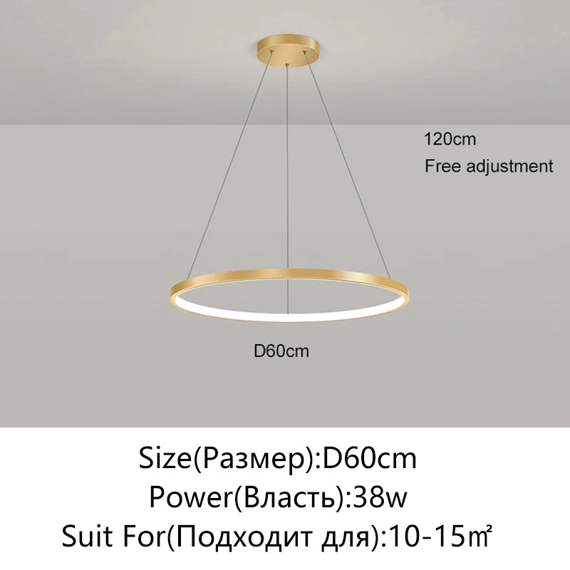 Lámpara Colgante LED Moderna de Diseño Circular | Lámpara de Techo Minimalista para Salón y Comedor - Casarae