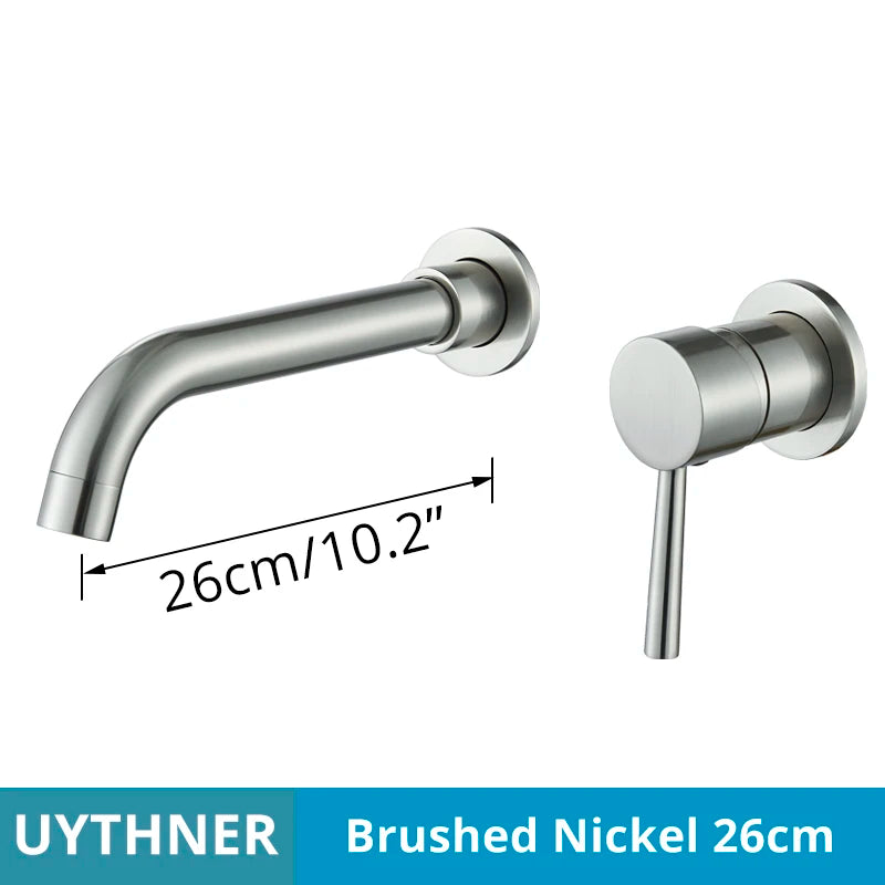 Grifo Baño Montaje en Pared Oculto | Oro Cepillado/Negro | Latón Macizo Cerámico - Casarae