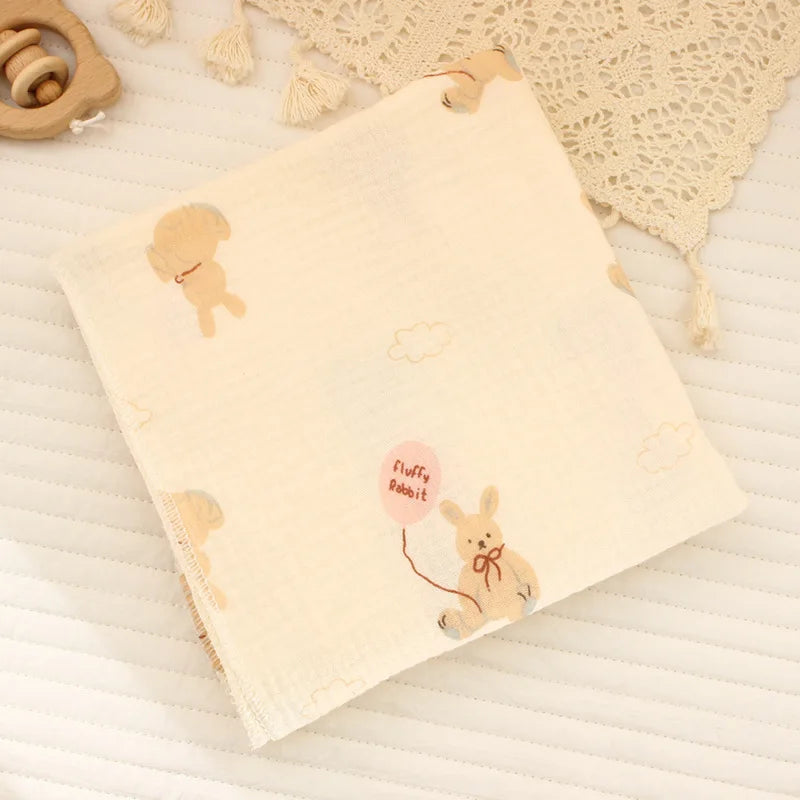 Manta de Muselina de Algodón (Estampado Cartoon) - Envoltura Suave y Transpirable para Bebé