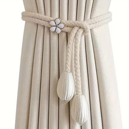 Set de 2 Abrazaderas de Cortina Ajustables con Hebilla Floral