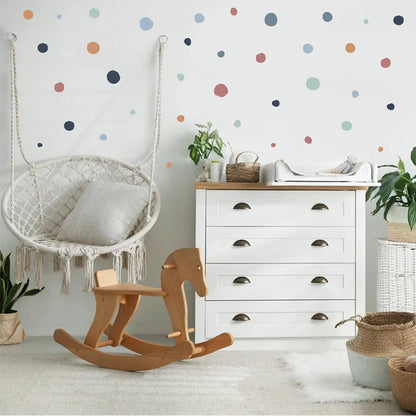 Set de 60 Lunares Adhesivos de Pared (Boho Colorful) - Vinilo Removible y No Tóxico