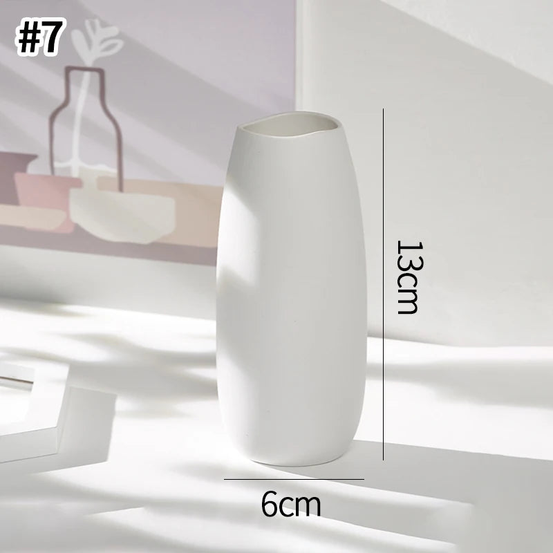 Jarrón decorativo de cerámica blanca estilo nórdico