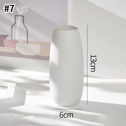Jarrón decorativo de cerámica blanca estilo nórdico