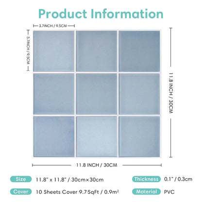 Azulejos Decorativos 3D Autoadhesivos de PVC (30x30cm) - Paneles "Pelar y Pegar" con Textura en Relieve, Resistentes al Agua y al Calor