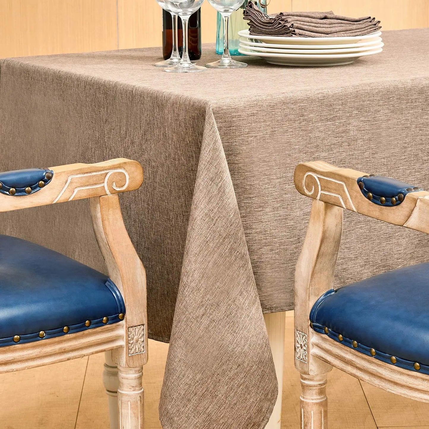 Mantel Rectangular de Estilo Rústico (Impermeable) - Cubierta de Tela Anti-Manchas y Anti-Arrugas para Cocina, Comedor y Exteriores