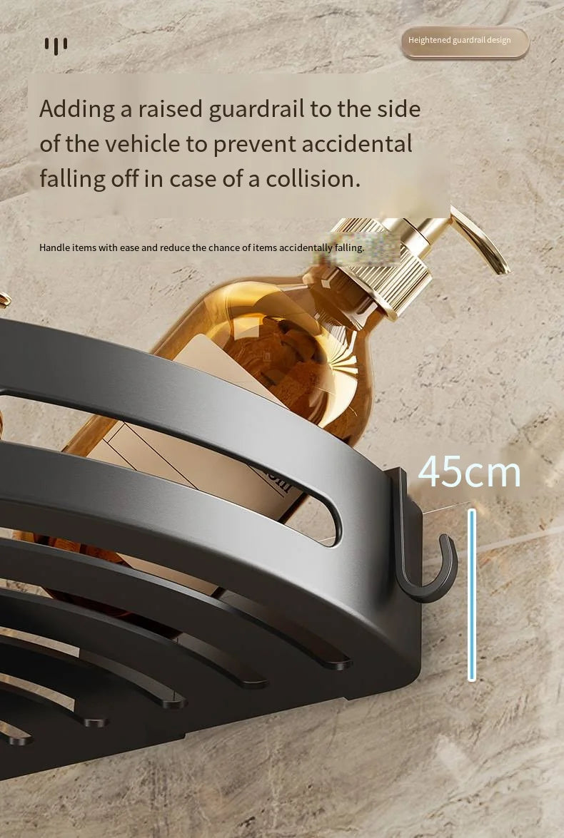 Estante de Baño Adhesivo sin Taladro | Organizador de Ducha con Barandilla Anticaída | Soporte para Champú y Toallas en PP Resistente