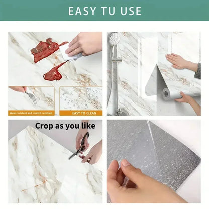 Papel Pintado Vinílico Autoadhesivo de Mármol 3D - Adhesivo Removible para Pared, Piso y Techo