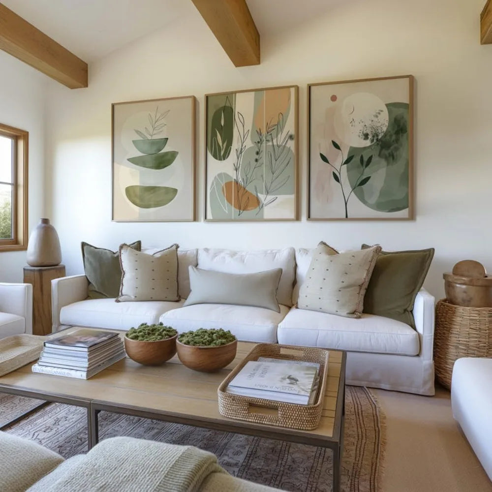 Set de 3 Pósteres Botánicos Minimalistas - Arte Floral Boho en Tonos Tierra (Sin Marco)