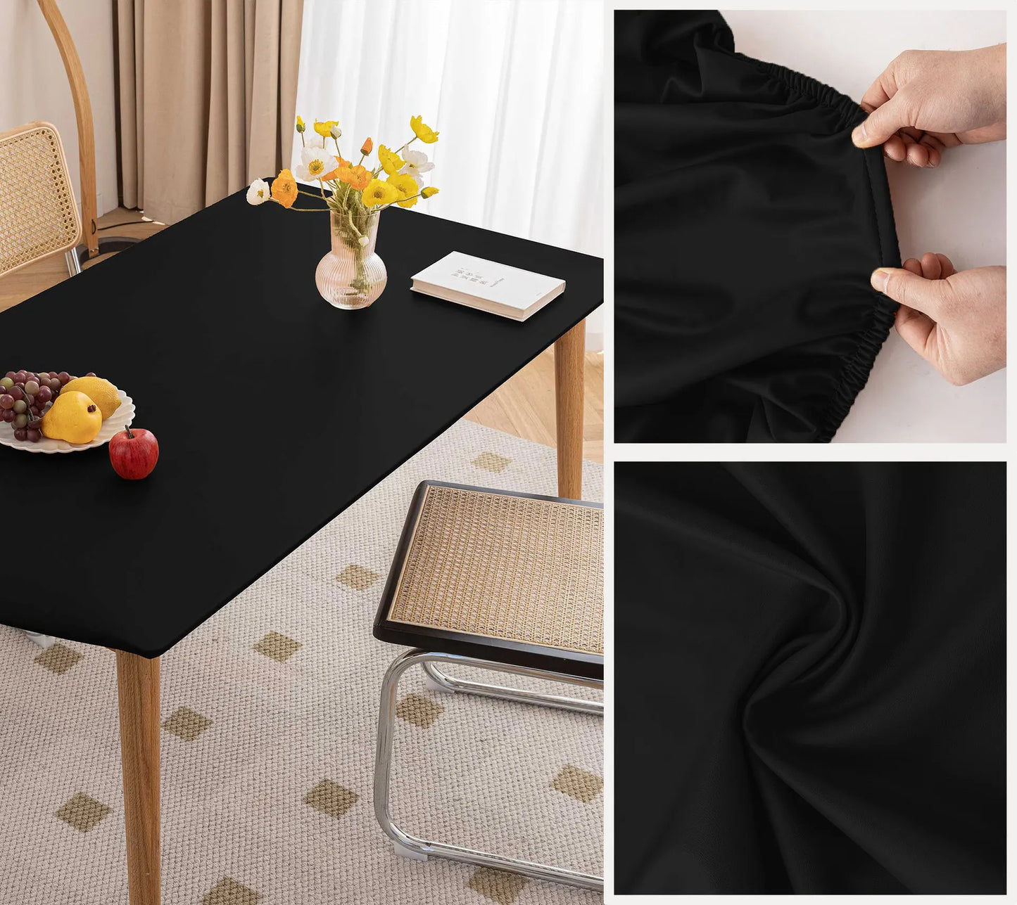 Mantel de Cuero Elástico Ajustable Impermeable y Antimanchas | Cubierta Protectora de Mesa "Full Package" Lavable | Mantel de Piel Sintética para Comedor y Mesa de Café