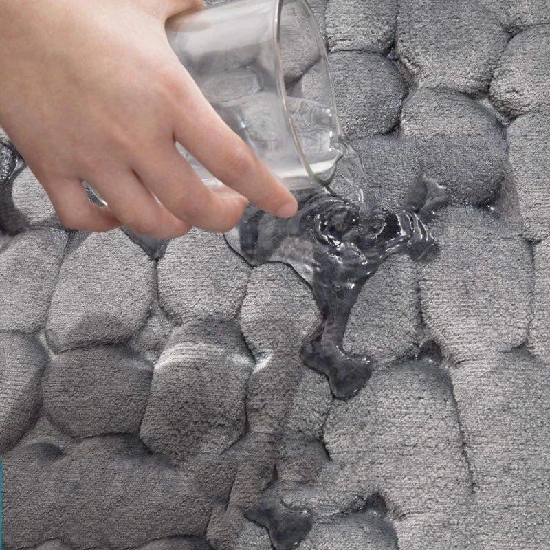 Alfombra de Baño Adoquín 3D (Espuma Viscoelástica) - Tapete de Suelo Súper Absorbente y Antideslizante