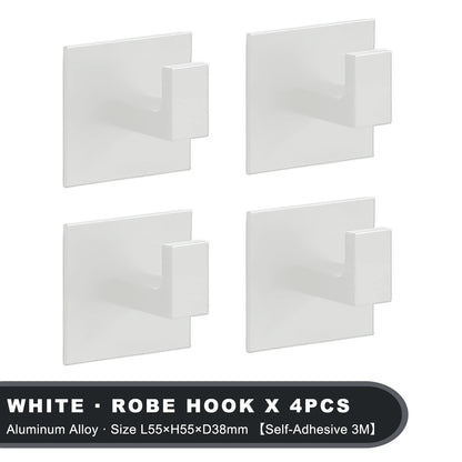 Gancho Adhesivo de Pared Reforzado (Aluminio Negro Mate) - Gancho 3M Fuerte para Abrigos, Batas y Toallas