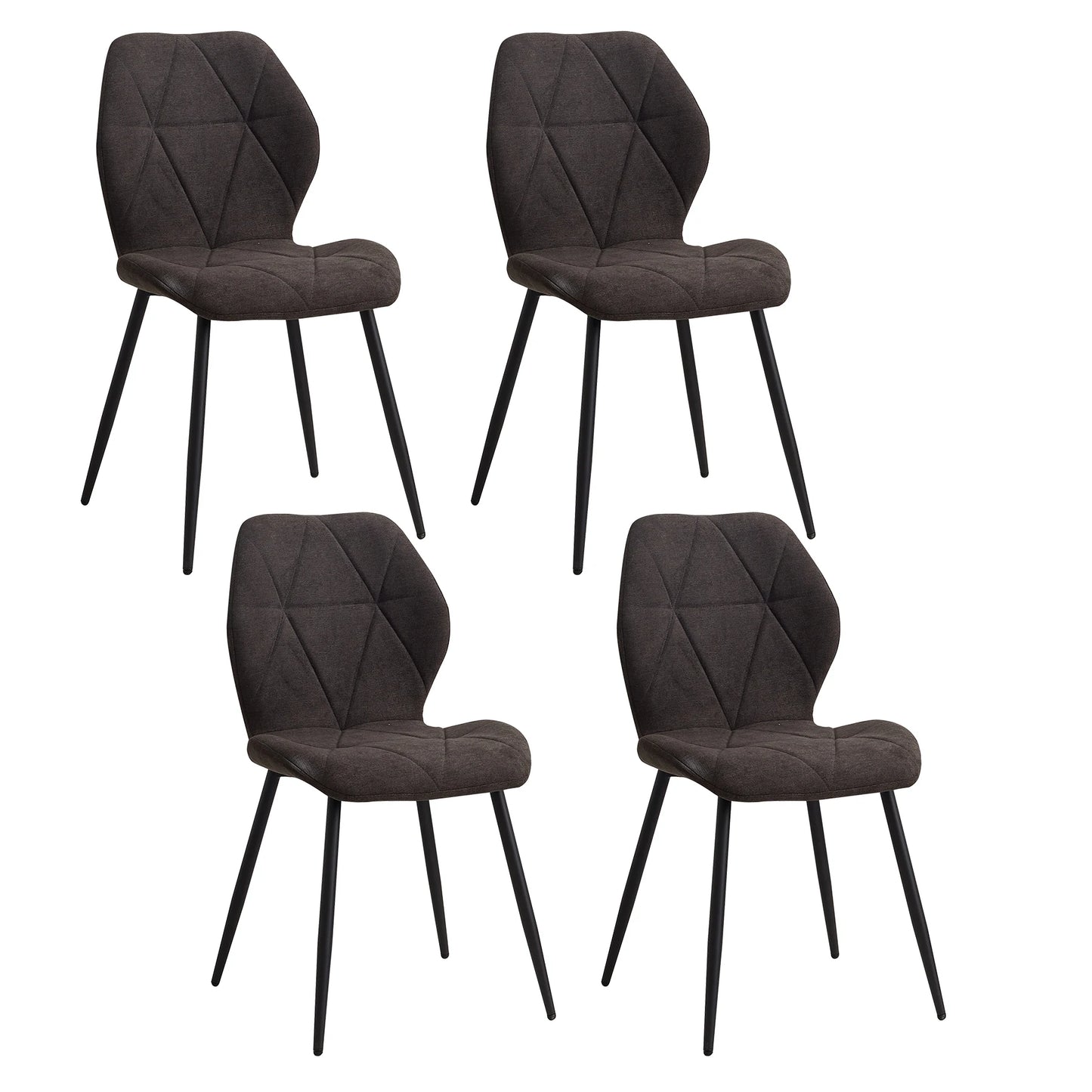Set de 2/4/6 Sillas de Comedor de Lino Transpirable EGOONM | Sillas Acolchadas Ergonómicas con Patas de Metal Negro | Diseño Nórdico para Salón, Cocina y Restaurante