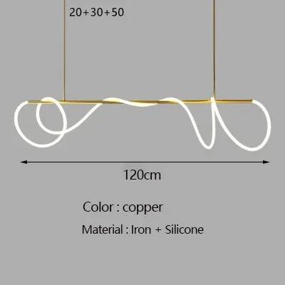 Lámpara Colgante LED Lineal Nórdica | Manguera Flexible | Chandelier Dorado Minimalista Regulable - Casarae