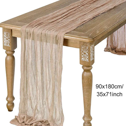 Camino de Mesa de Gasa Color Salvia | Muselina Semi-Transparente para Bodas Vintage - Casarae