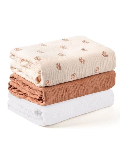 Set de 3 Mantas de Muselina Suave y Transpirable - Envoltura para Recién Nacidos (Swaddle Blankets)