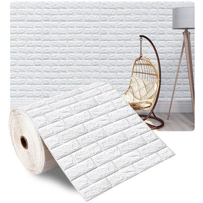 Pegatinas de Pared 3D de Espuma Suave (70cm x 2m) - Panel Autoadhesivo de Ladrillo Anticolisión, Aislante de Ruido para el Hogar
