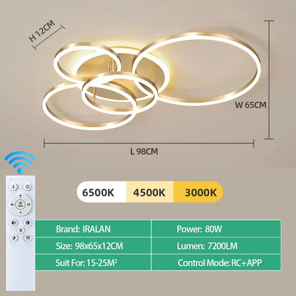 Lámpara de Techo LED Moderna Regulable con Mando | Plafón Minimalista 1-6 Cabezales Salón y Estudio - Casarae
