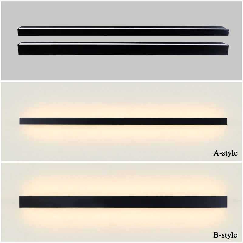Lámpara de Pared LED de Tira Larga (IP65 Impermeable) - Iluminación Exterior Moderna para Jardín y Fachada